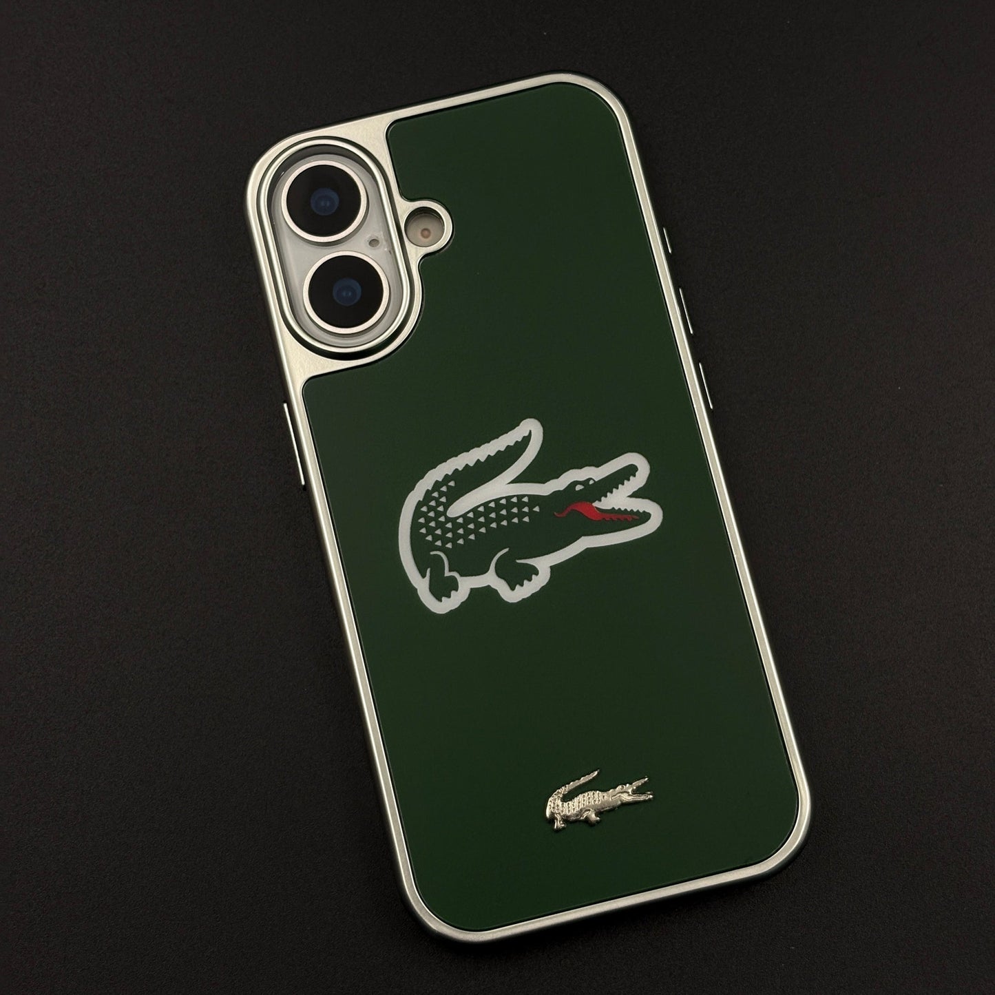 Luxury Lifestyle Brand Croc-Metallic Emblem Case with Metallic Frame for iPhone 17
