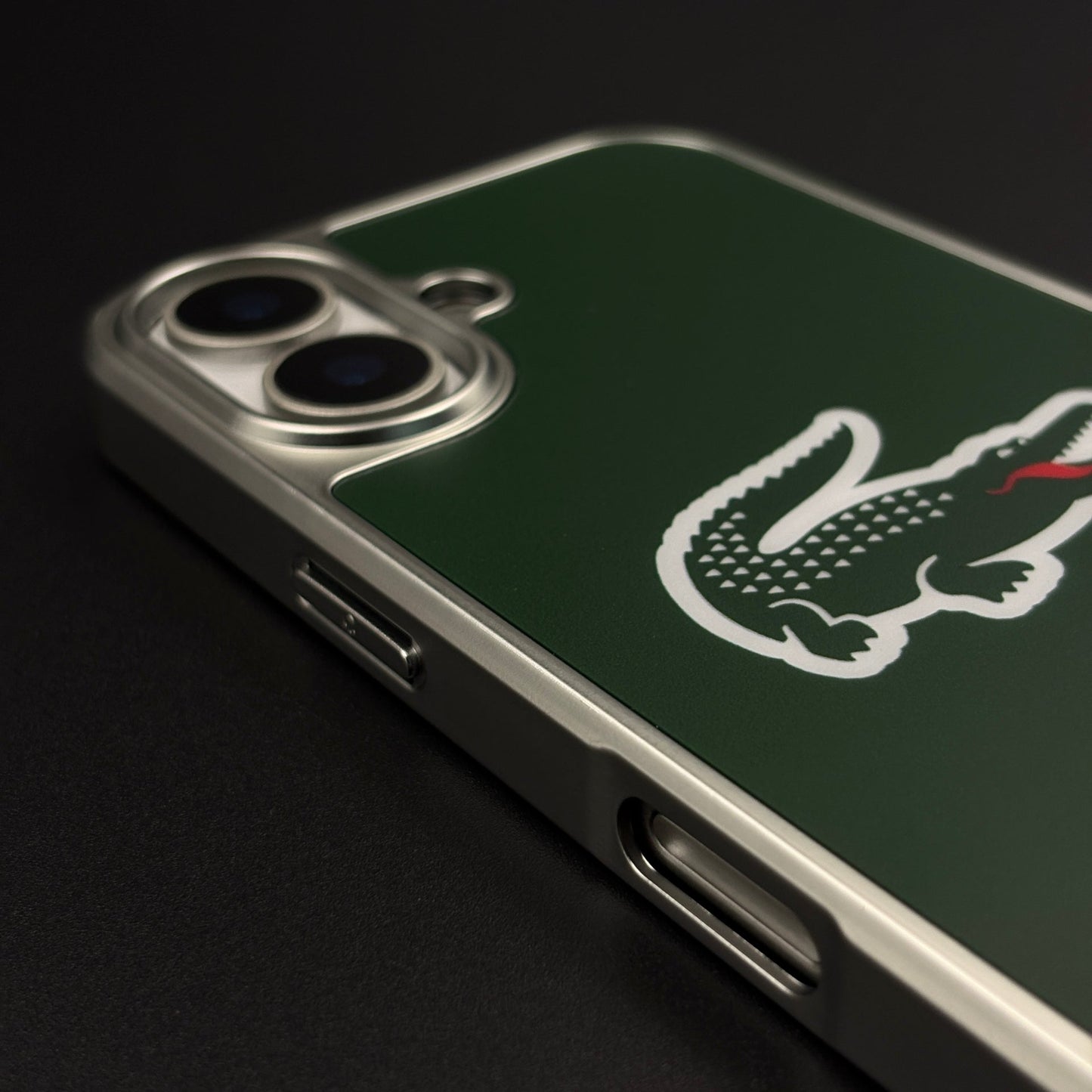 Luxury Lifestyle Brand Croc-Metallic Emblem Case with Metallic Frame for iPhone 17