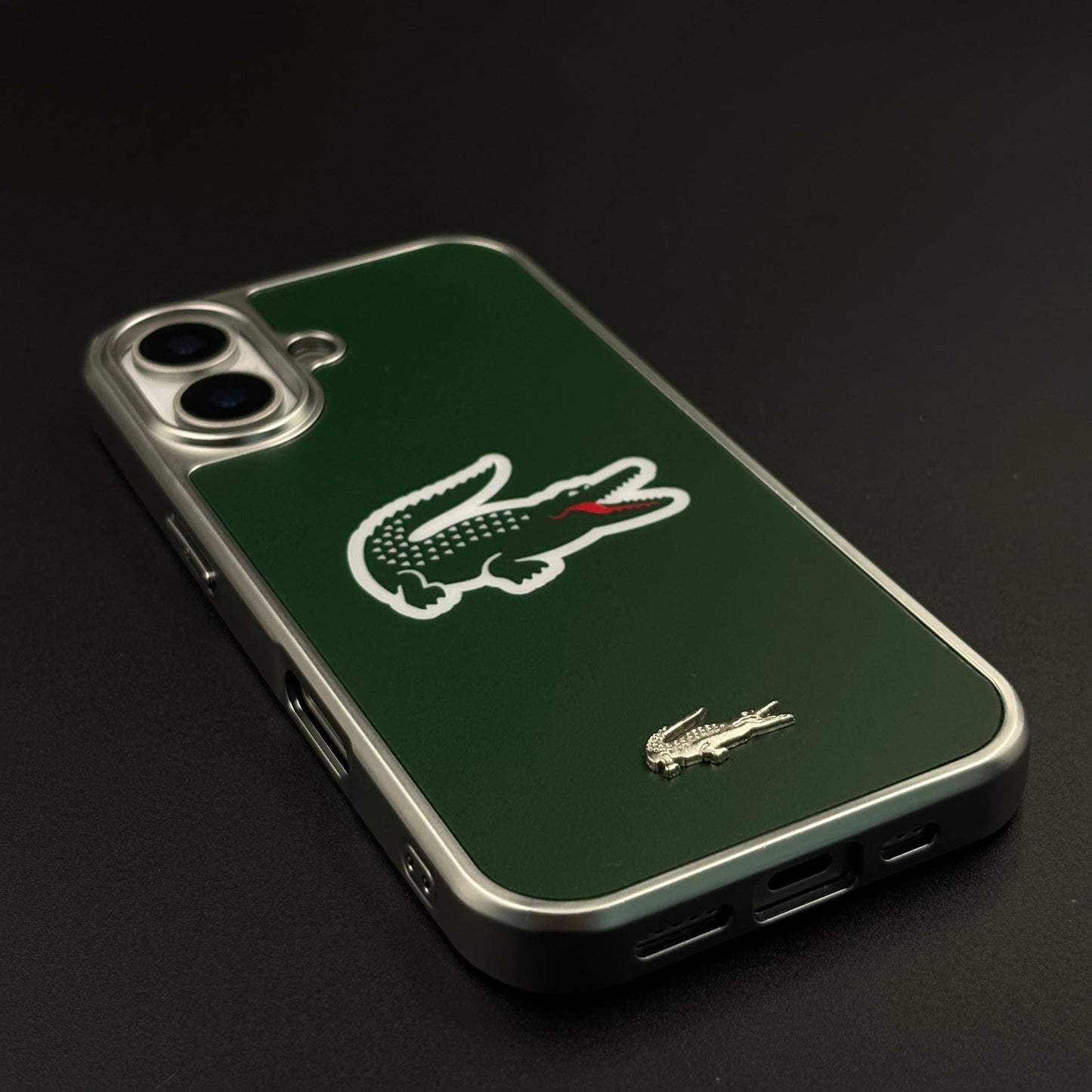 Luxury Lifestyle Brand Croc-Metallic Emblem Case with Metallic Frame for iPhone 17