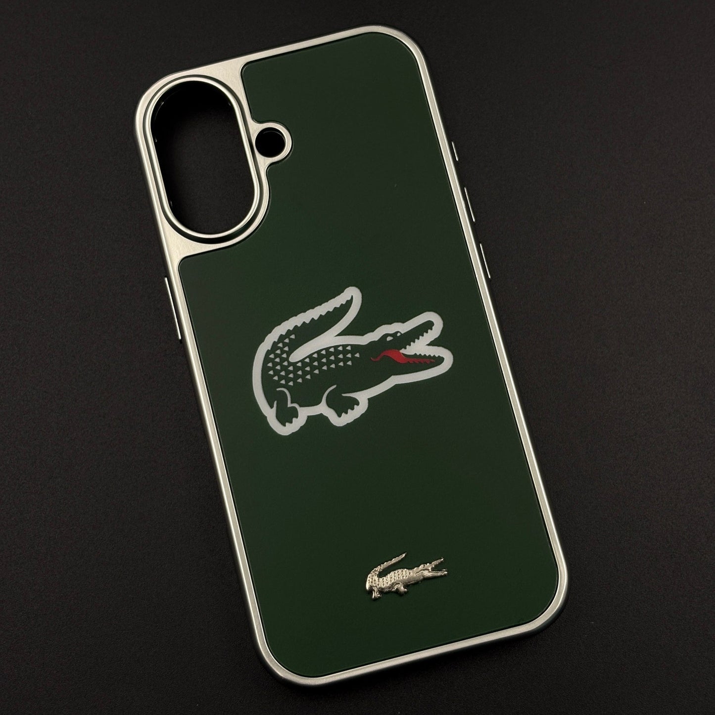 Luxury Lifestyle Brand Croc-Metallic Emblem Case with Metallic Frame for iPhone 17