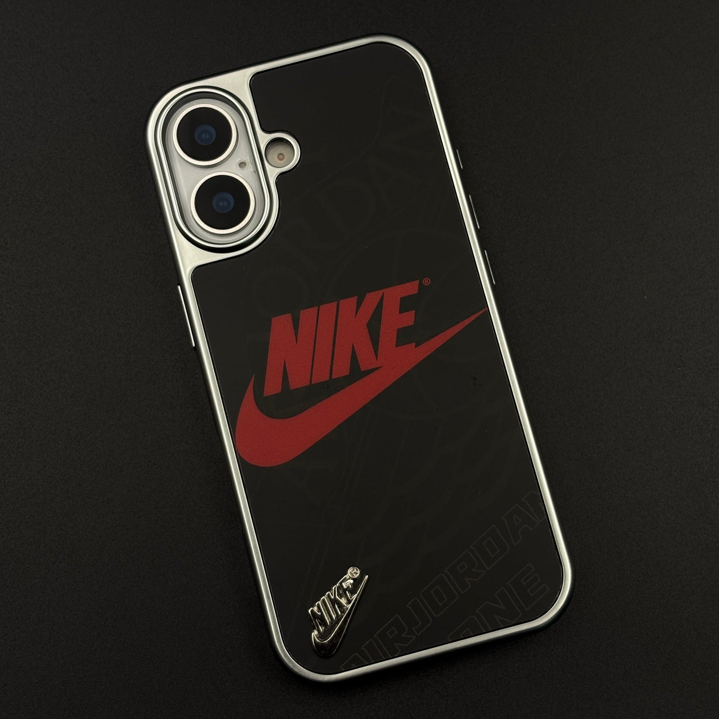 Luxury Sport Brand Black Case with Metallic Emblem for iPhone 17