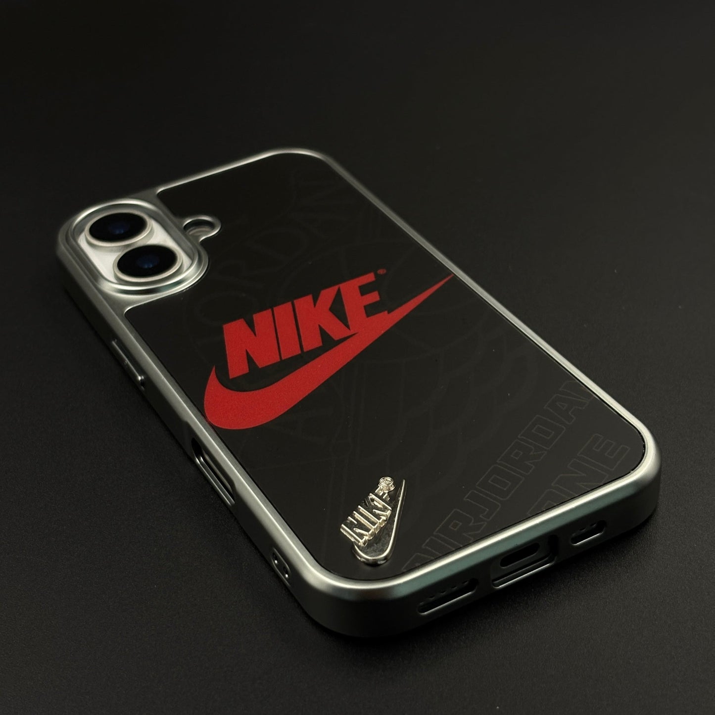 Luxury Sport Brand Black Case with Metallic Emblem for iPhone 17
