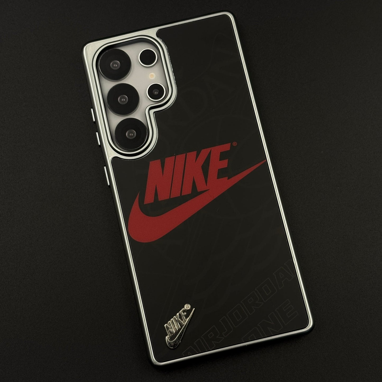 Luxury Sport Brand Black Case with Metallic Emblem for Samsung Galaxy S25 Ultra