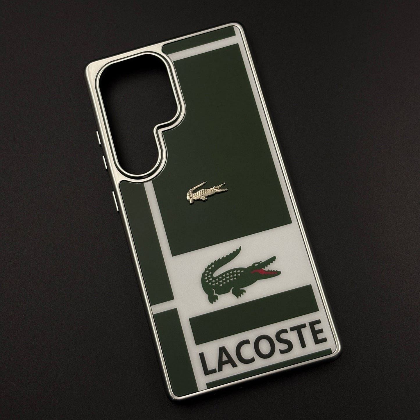 Luxury Lifestyle Brand Croc Stripe Case with Metal Emblem for Samsung Galaxy S25 Ultra