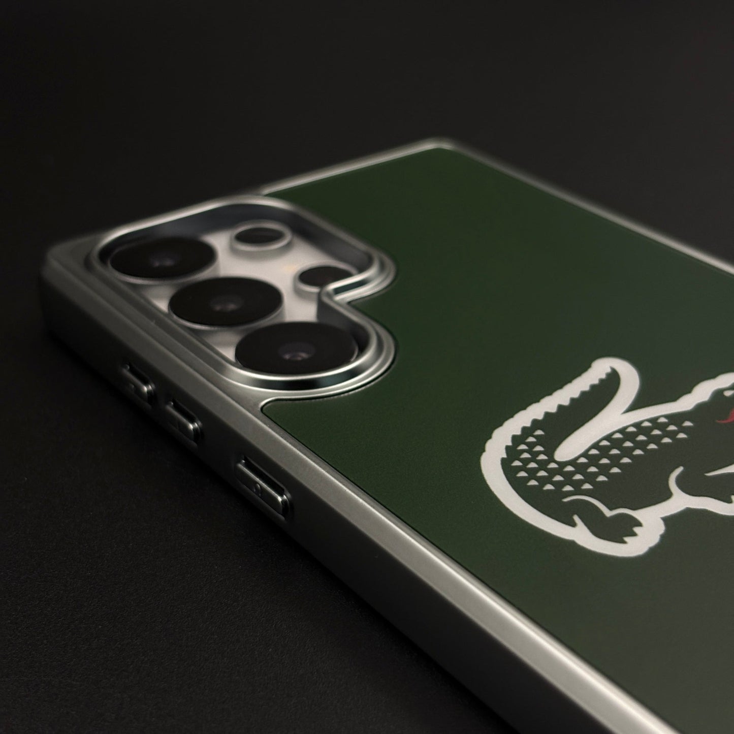 Luxury Lifestyle Brand Croc-Metallic Emblem Case with Metallic Frame for Samsung Galaxy S25 Ultra
