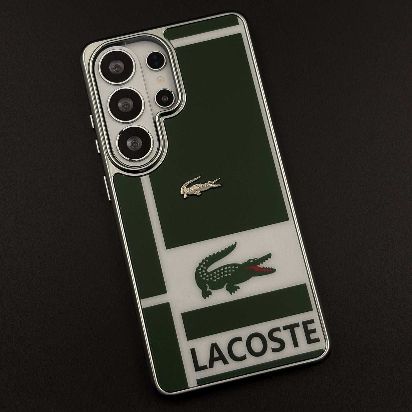 Luxury Lifestyle Brand Croc Stripe Case with Metal Emblem for Samsung Galaxy S26 Ultra