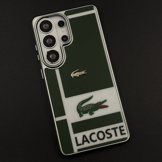 Luxury Lifestyle Brand Croc Stripe Case with Metal Emblem for Samsung Galaxy S26 Ultra