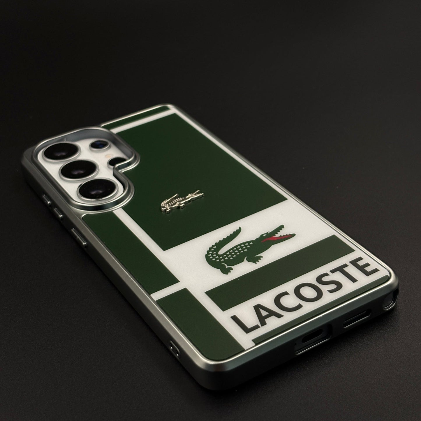 Luxury Lifestyle Brand Croc Stripe Case with Metal Emblem for Samsung Galaxy S26 Ultra