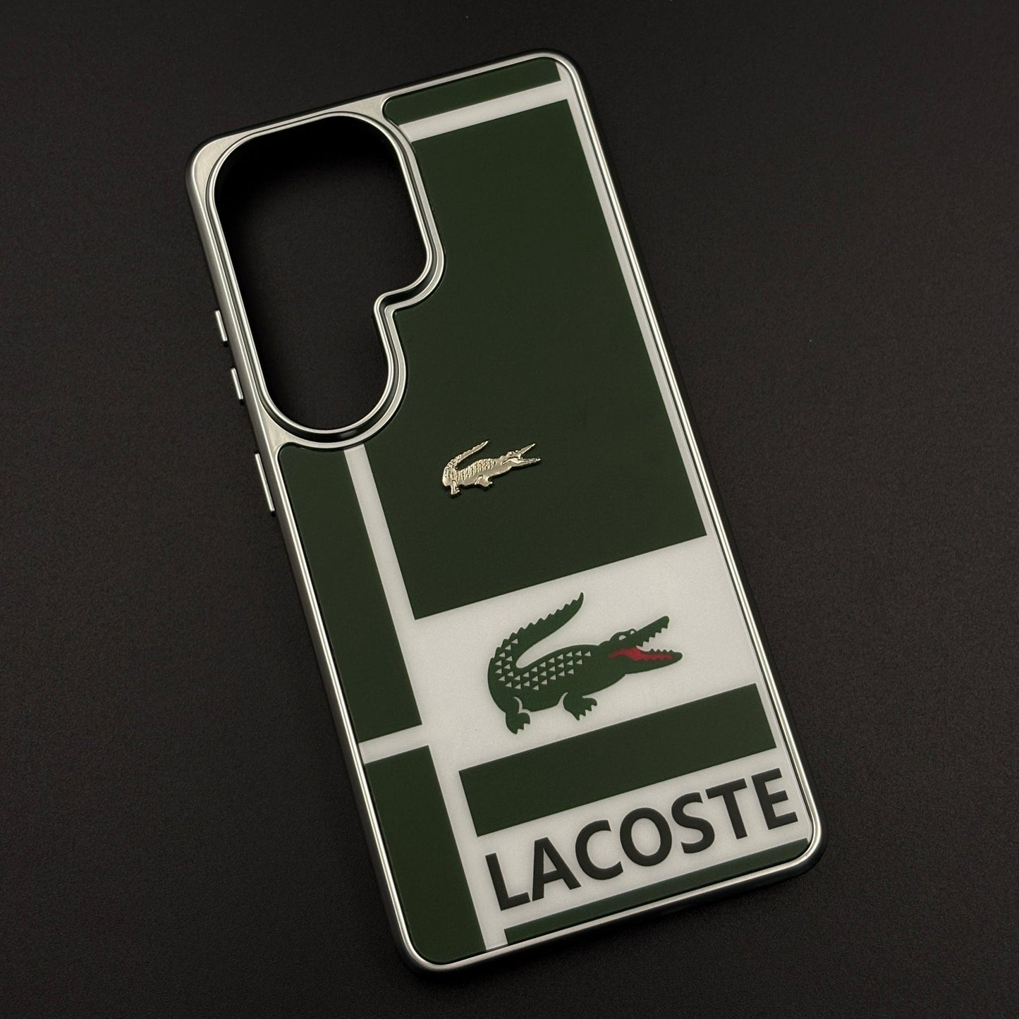 Luxury Lifestyle Brand Croc Stripe Case with Metal Emblem for Samsung Galaxy S26 Ultra