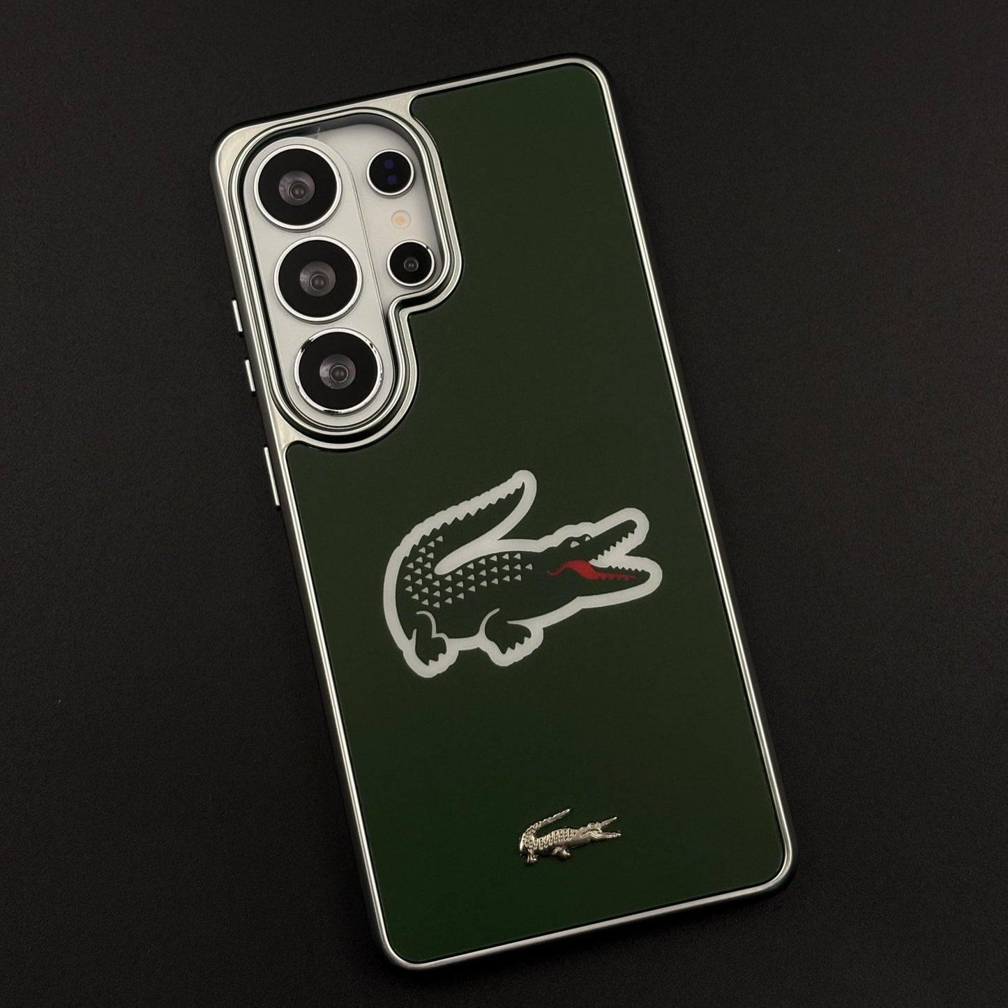 Luxury Lifestyle Brand Croc-Metallic Emblem Case with Metallic Frame for Samsung Galaxy S26 Ultra