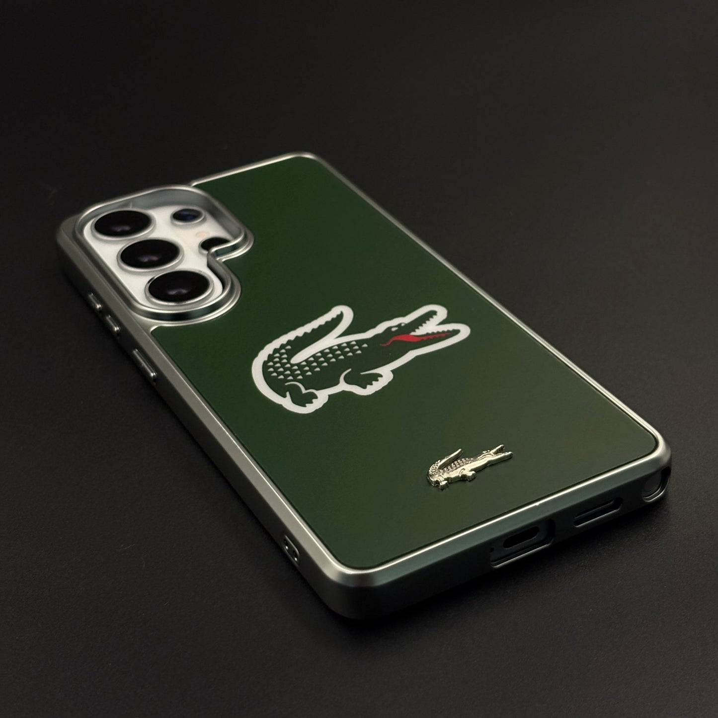Luxury Lifestyle Brand Croc-Metallic Emblem Case with Metallic Frame for Samsung Galaxy S26 Ultra