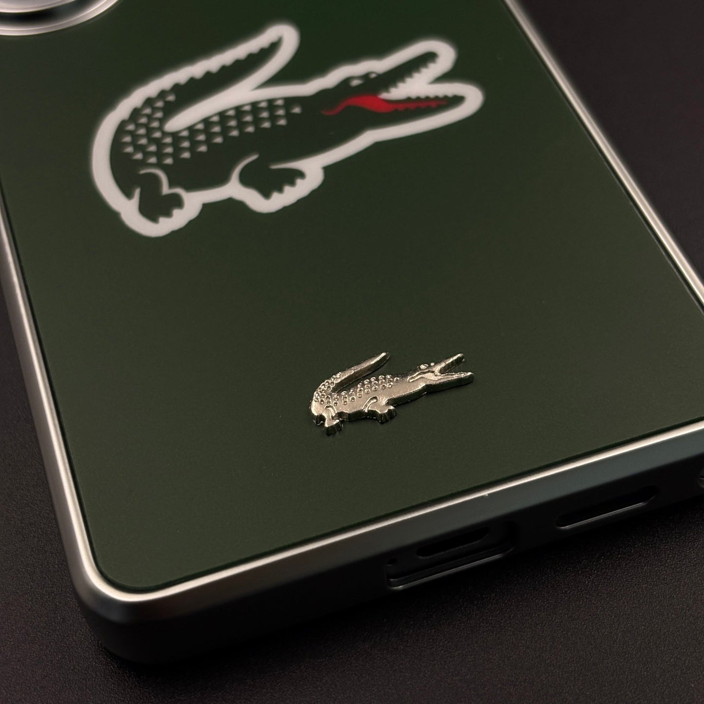 Luxury Lifestyle Brand Croc-Metallic Emblem Case with Metallic Frame for Samsung Galaxy S26 Ultra