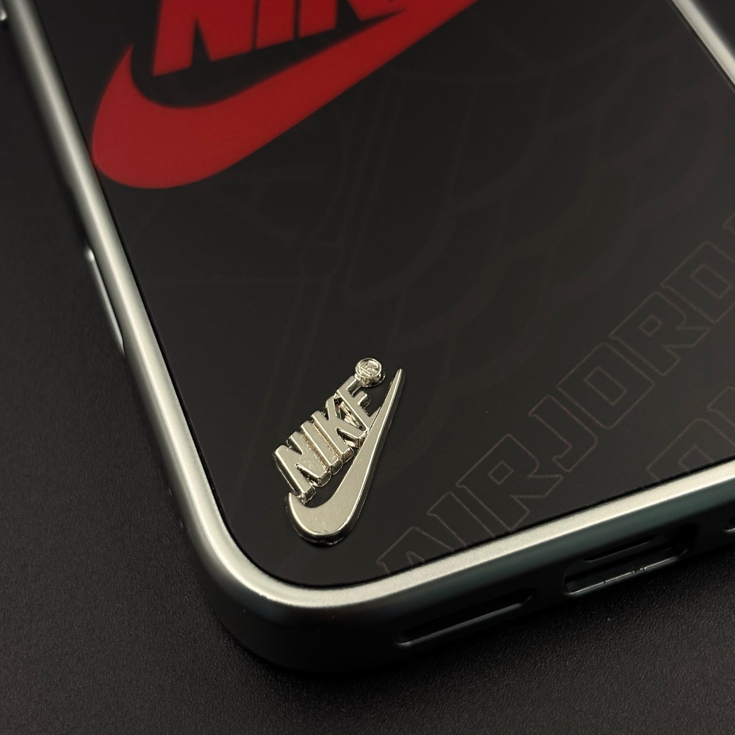Luxury Sport Brand Black Case with Metallic Emblem for iPhone 16 Pro Max