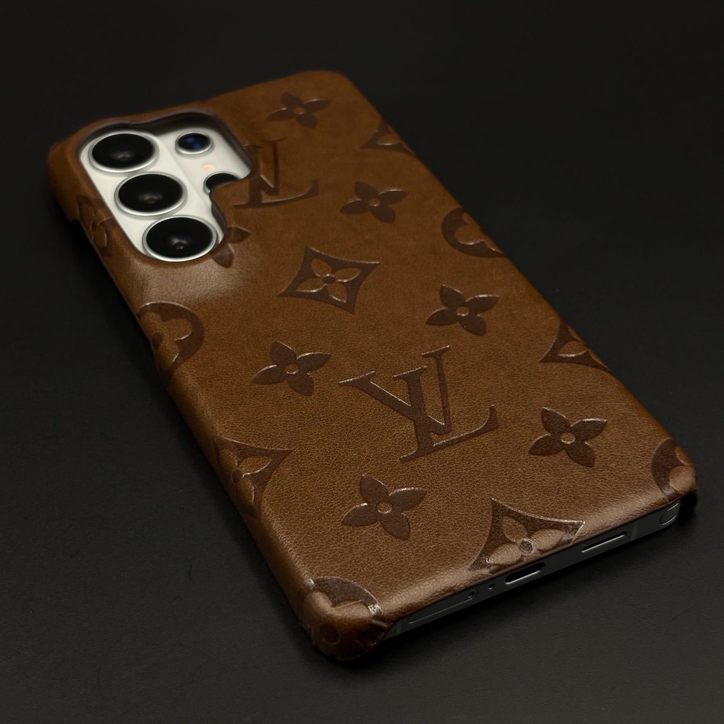 Branded Embossed Monogram Leather Texture Mobile Case Cover for Samsung Galaxy S26 Ultra