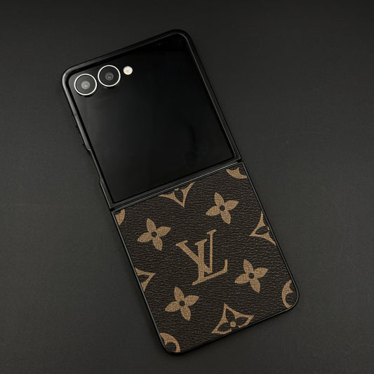 Luxury Brand PU Leather Brand Pattern Case for Samsung Galaxy Z Flip 7 | Designer Protective Cover