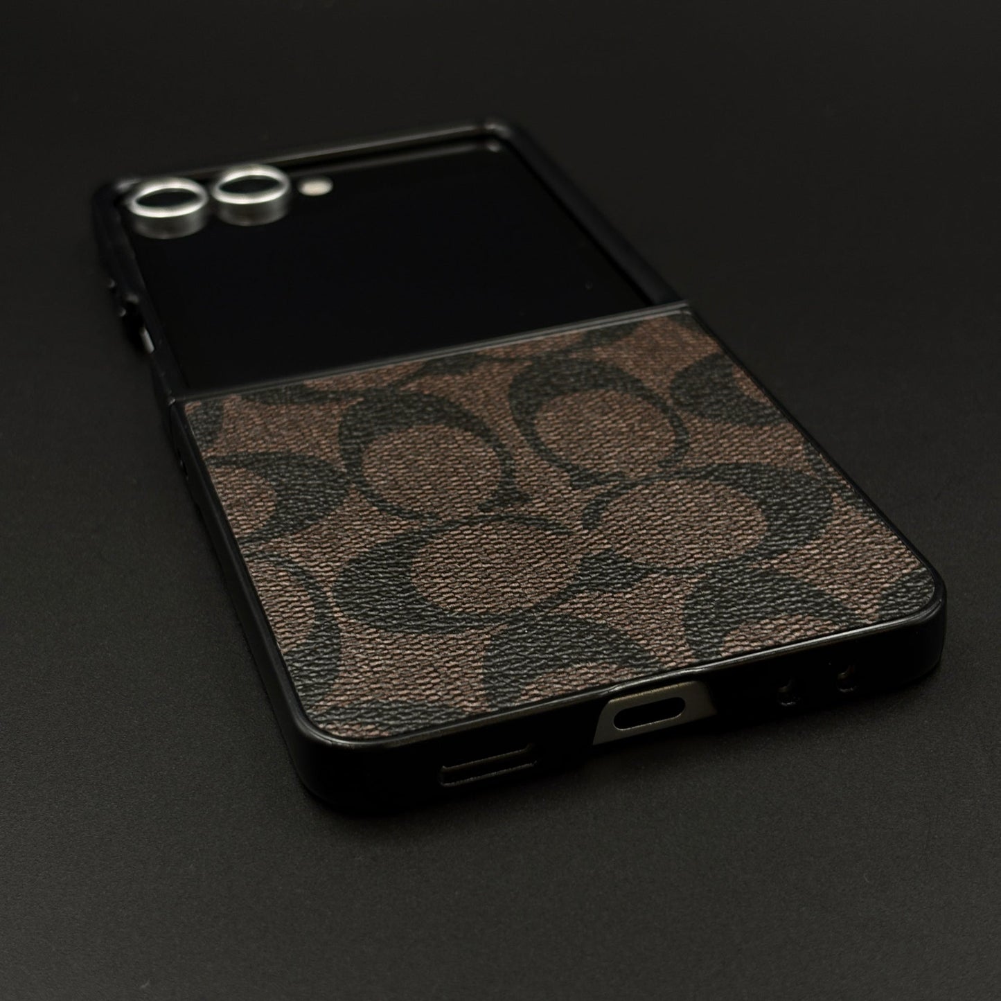CC Pattern PU Leather Case Cover for Samsung Galaxy Z Flip 7 | Iconic Luxury Brand | Slim Designer Fit