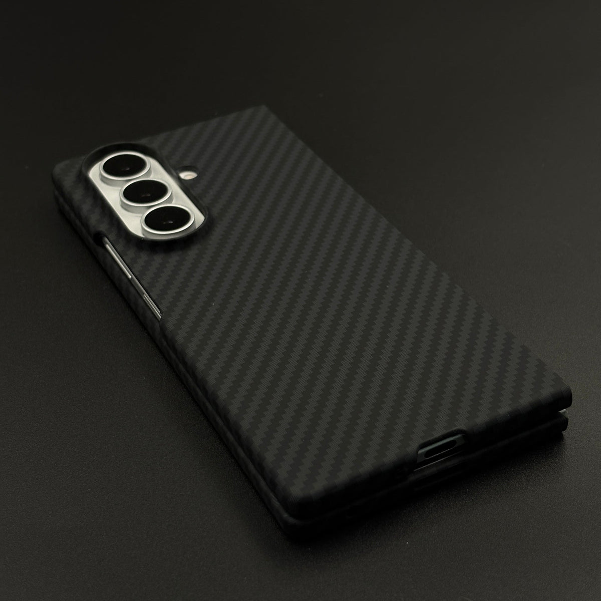 Samsung Galaxy Z Fold 6 Black Premium Slim Case | Rare Aramid Texture Finish | Real Carbon Fibre Feel | Hidden MagSafe