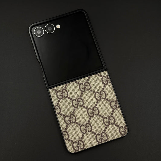 Luxury Brand PU Leather GG Case for Samsung Galaxy Z Flip 7 | Designer Protective Cover