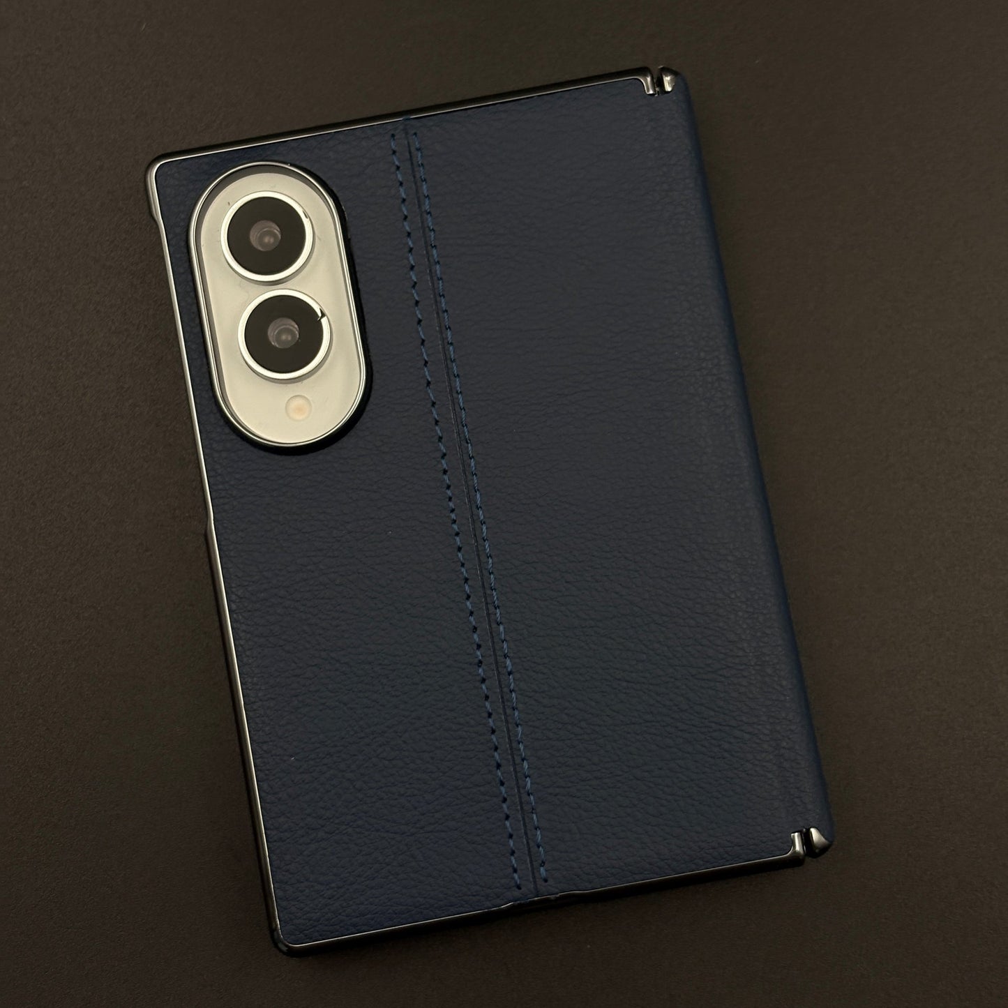 Stitched Leather Hinge Protection Case Cover with Front Screen Guard for Samsung Galaxy Z Fold 8