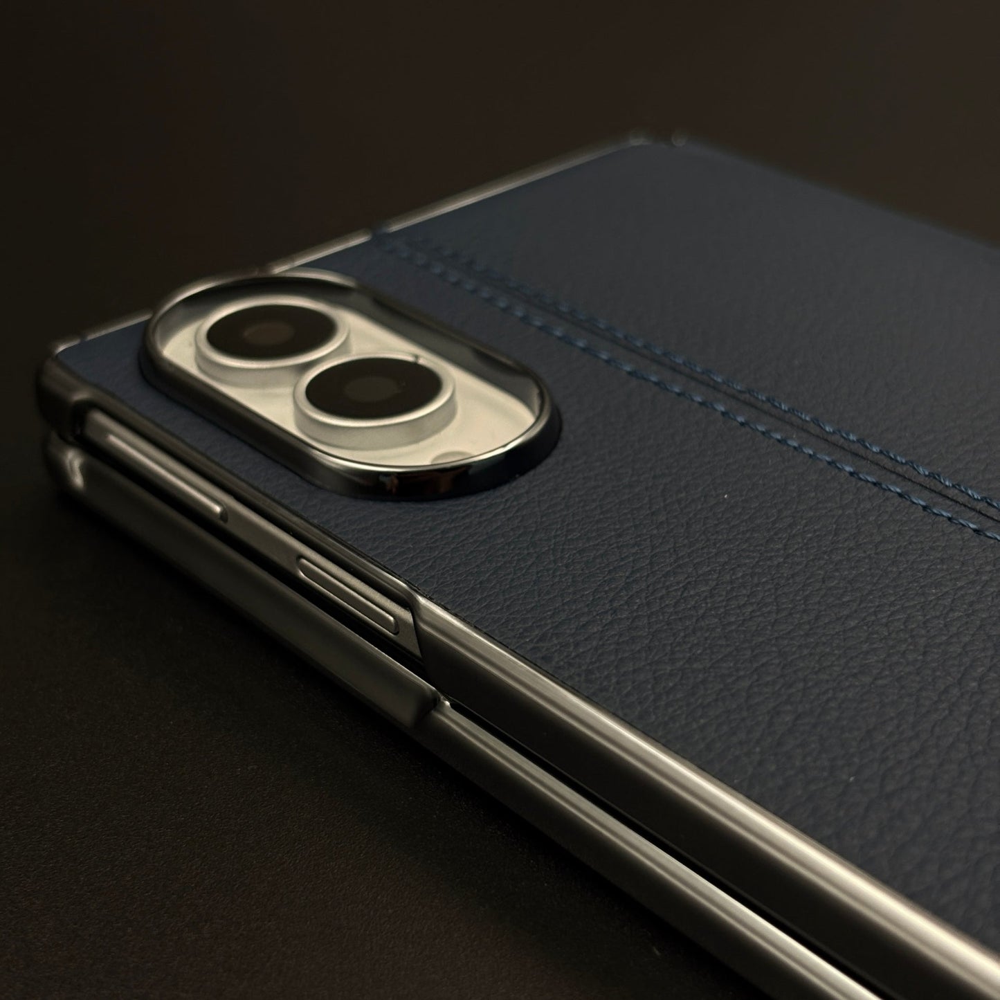 Stitched Leather Hinge Protection Case Cover with Front Screen Guard for Samsung Galaxy Z Fold 8