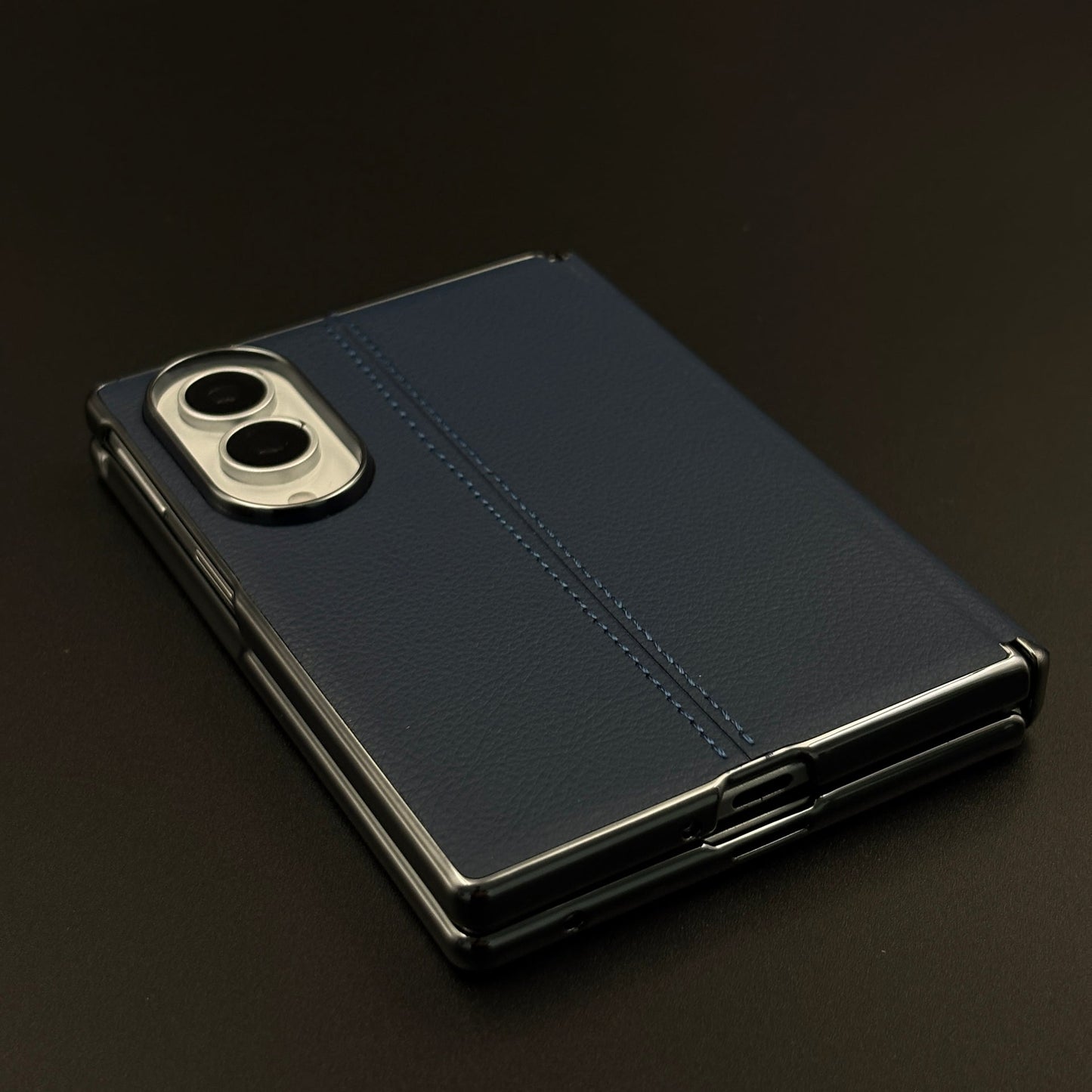 Stitched Leather Hinge Protection Case Cover with Front Screen Guard for Samsung Galaxy Z Fold 8
