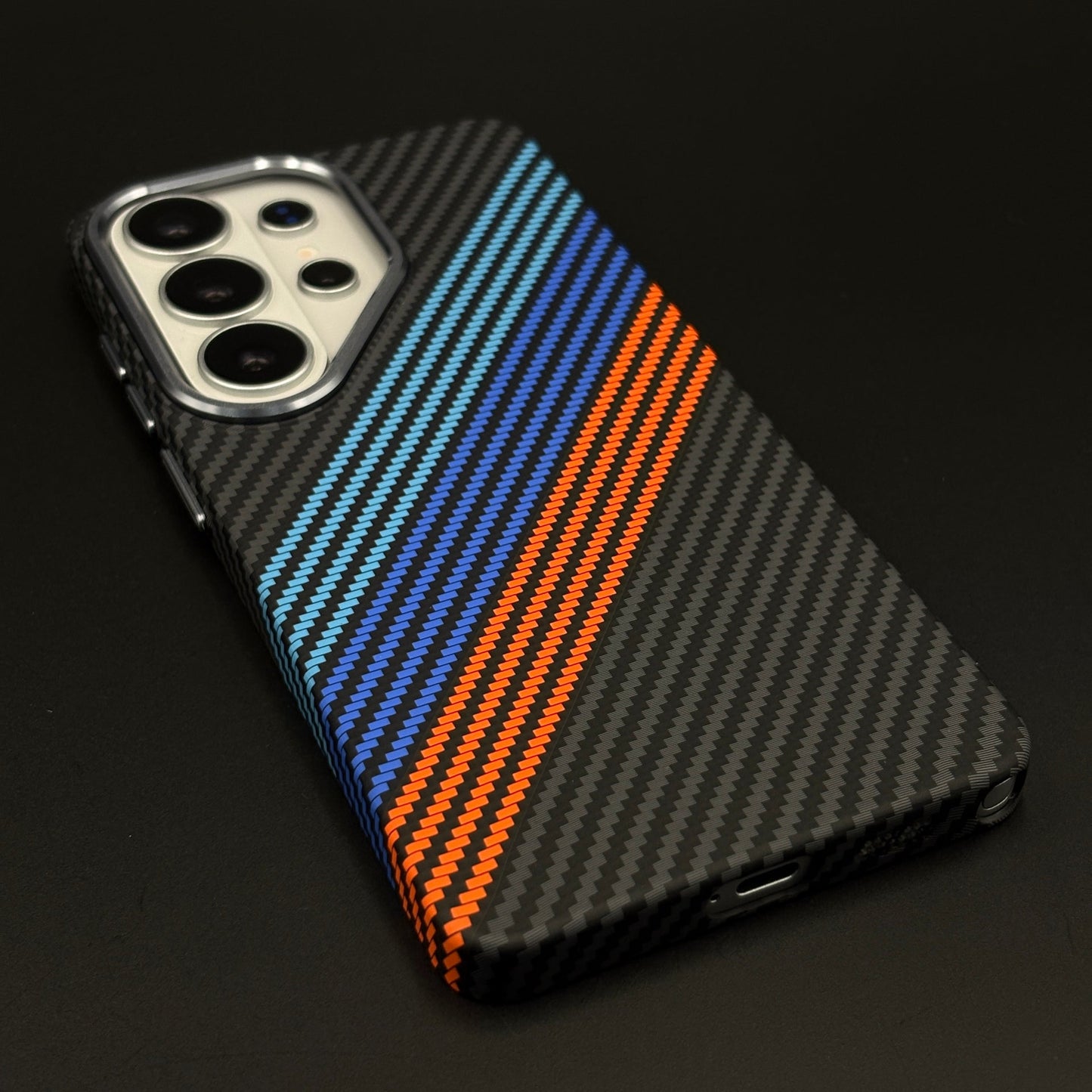 Carbon Fibre Racing Stripe Hidden MagSafe Mobile Case Cover for Samsung Galaxy S26 Ultra