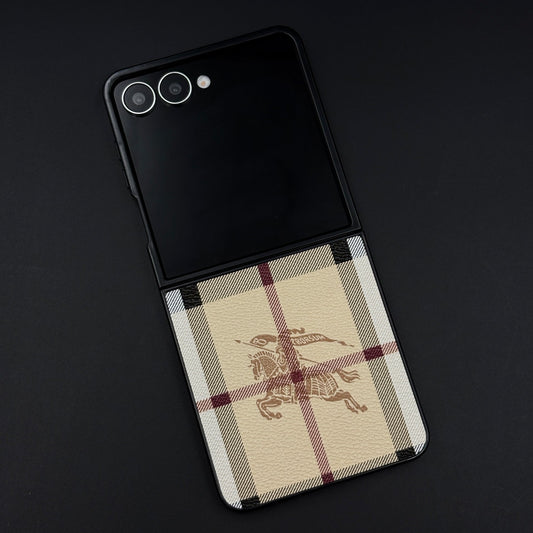 Luxury Brand PU Leather BBRY Case for Samsung Galaxy Z Flip 7 | Designer Protective Cover
