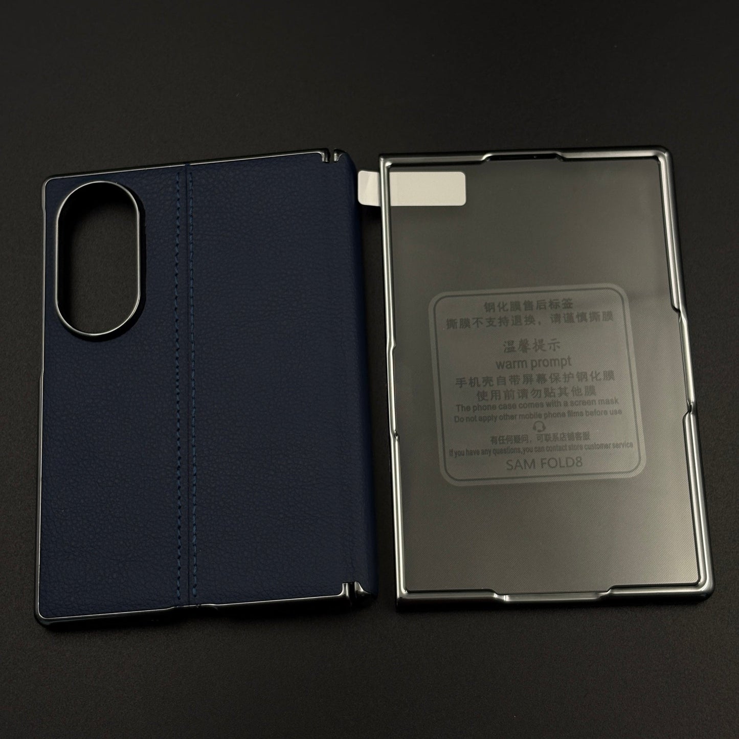 Stitched Leather Hinge Protection Case Cover with Front Screen Guard for Samsung Galaxy Z Fold 8
