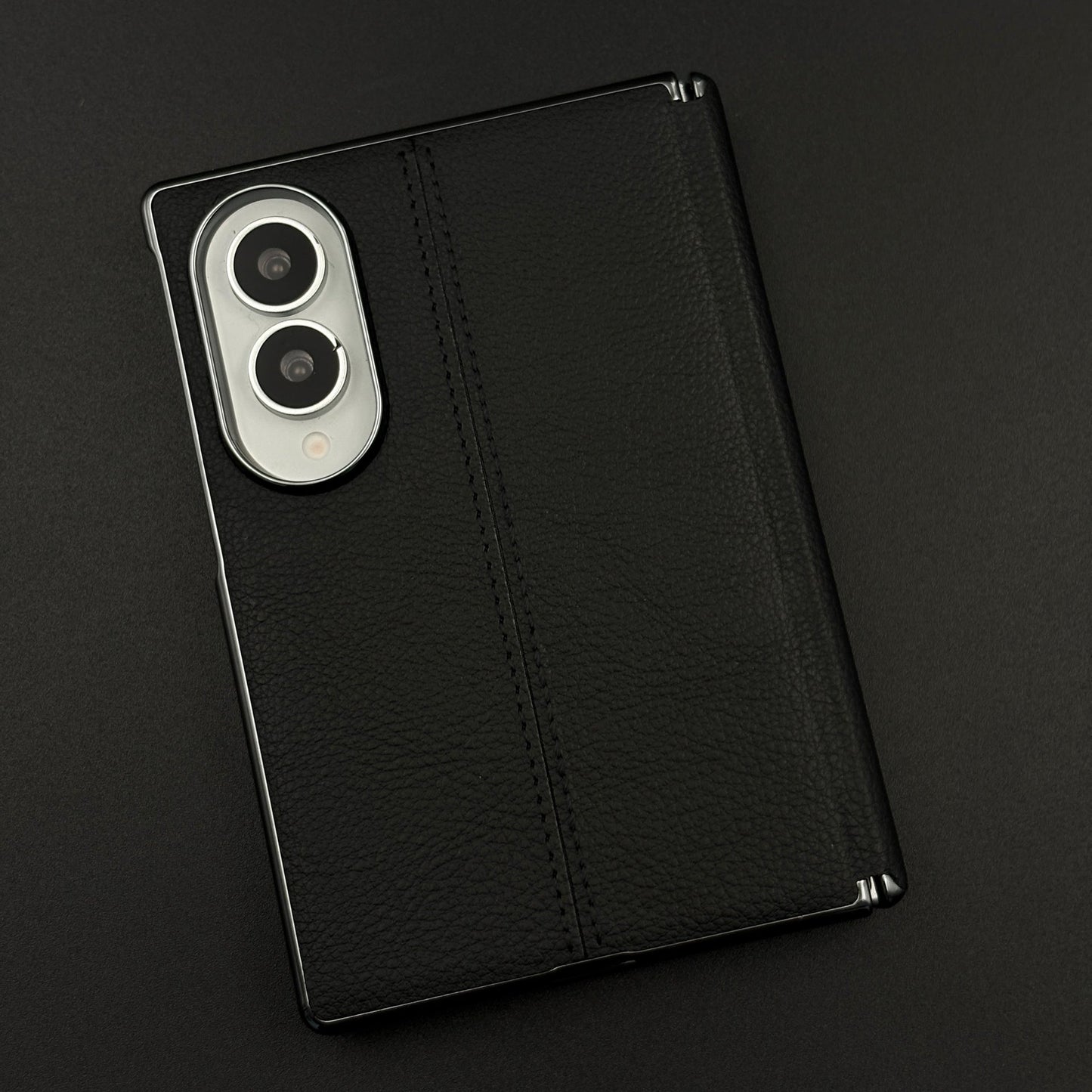Stitched Leather Hinge Protection Case Cover with Front Screen Guard for Samsung Galaxy Z Fold 8