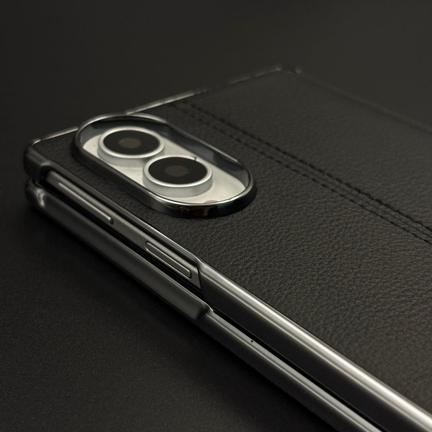 Stitched Leather Hinge Protection Case Cover with Front Screen Guard for Samsung Galaxy Z Fold 8
