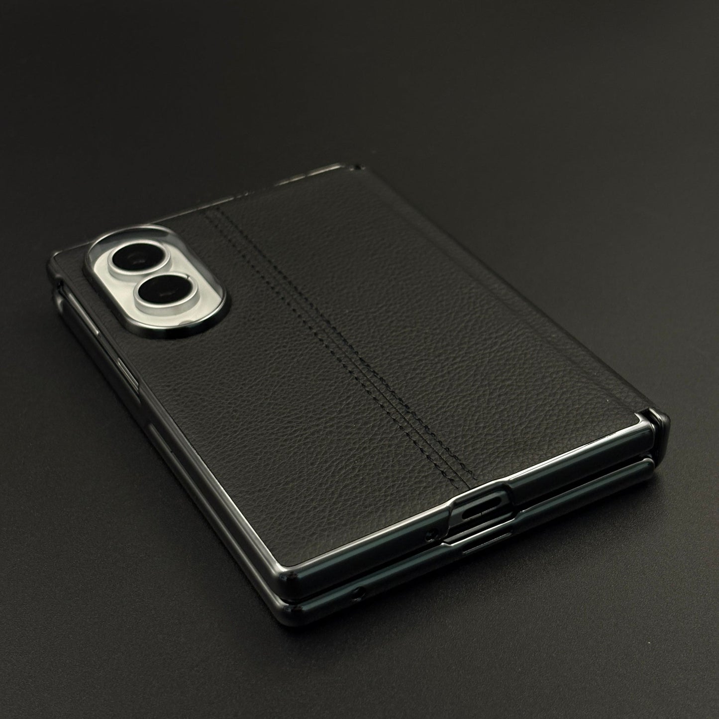 Stitched Leather Hinge Protection Case Cover with Front Screen Guard for Samsung Galaxy Z Fold 8