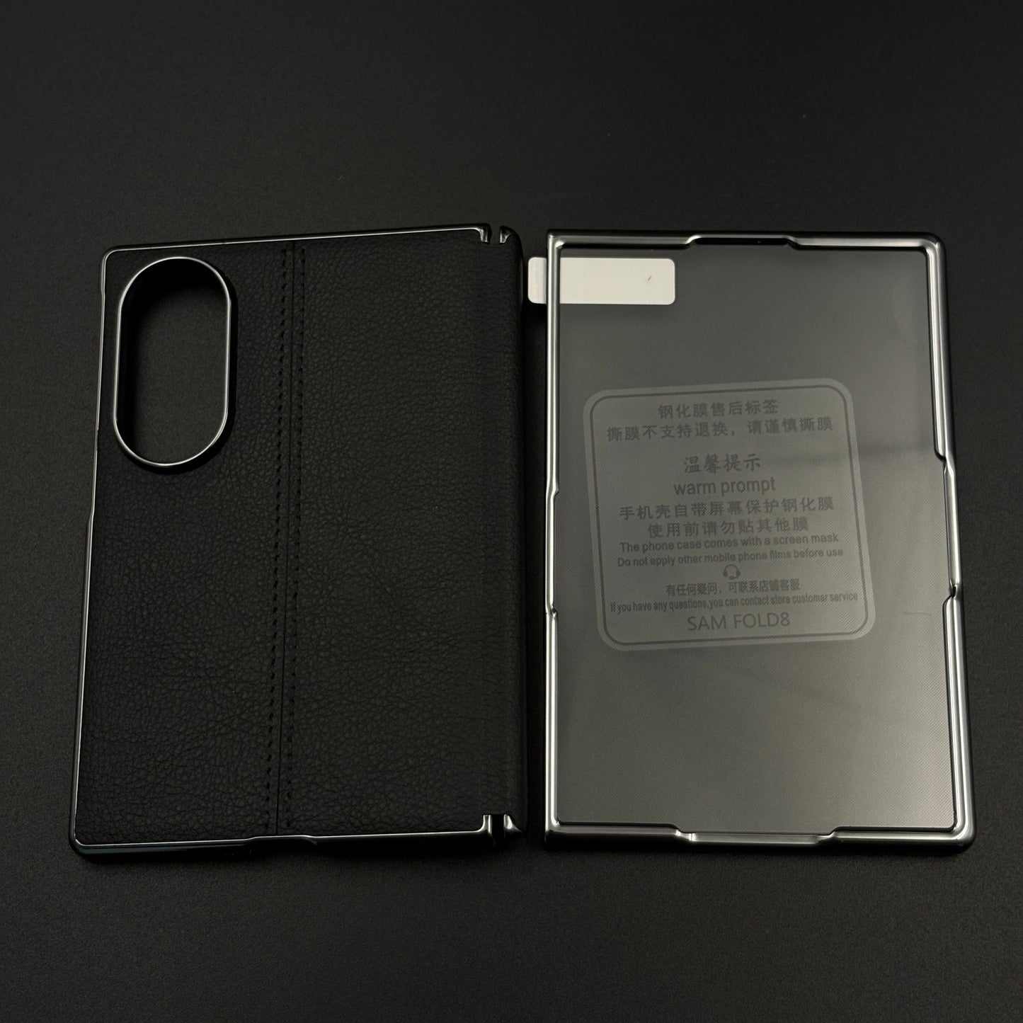 Stitched Leather Hinge Protection Case Cover with Front Screen Guard for Samsung Galaxy Z Fold 8