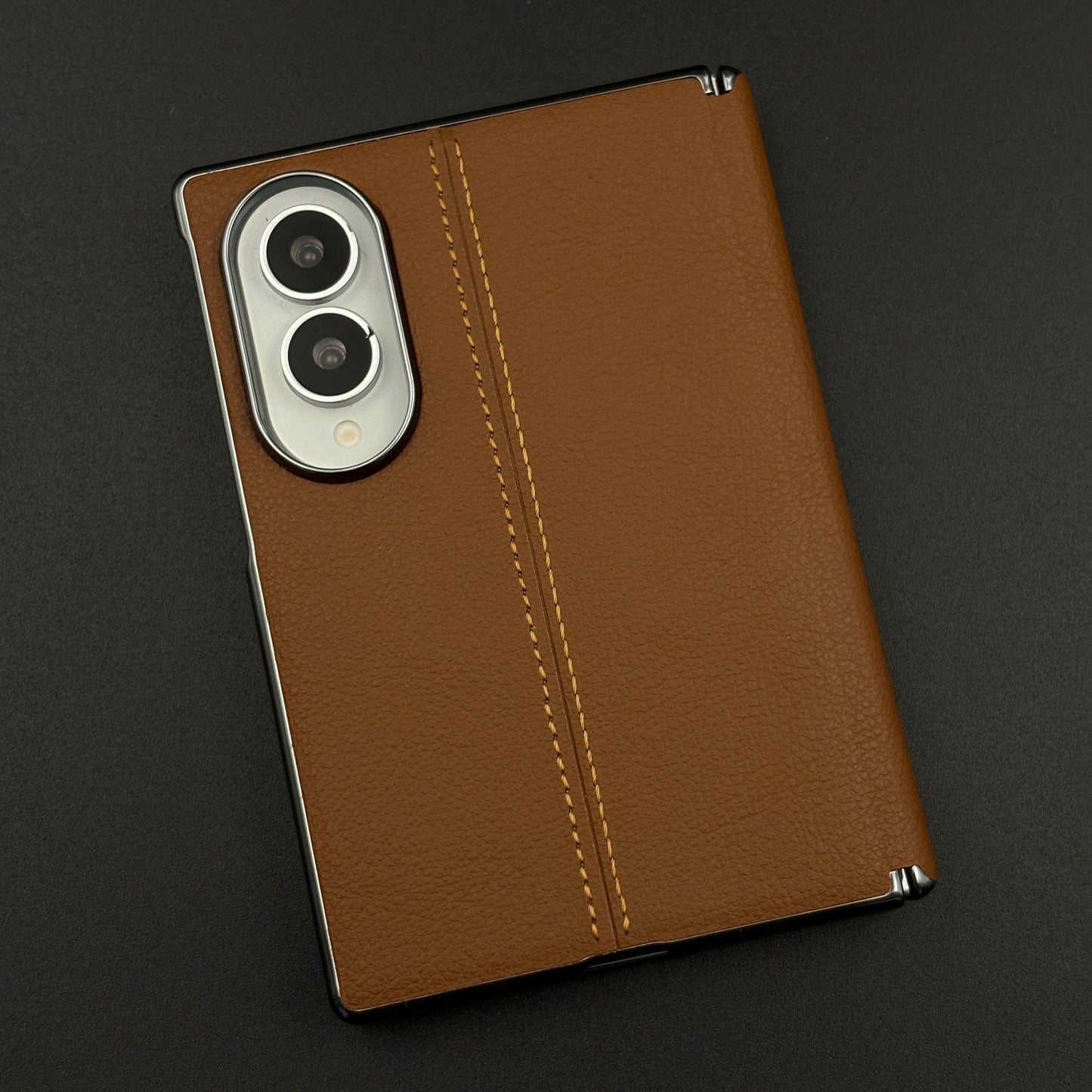 Stitched Leather Hinge Protection Case Cover with Front Screen Guard for Samsung Galaxy Z Fold 8