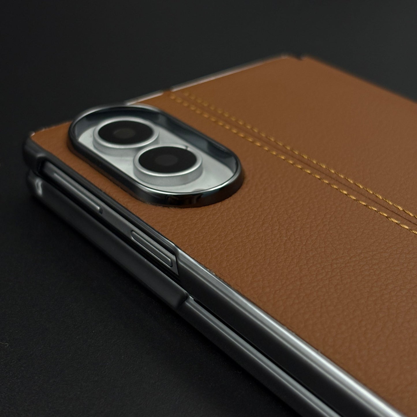 Stitched Leather Hinge Protection Case Cover with Front Screen Guard for Samsung Galaxy Z Fold 8