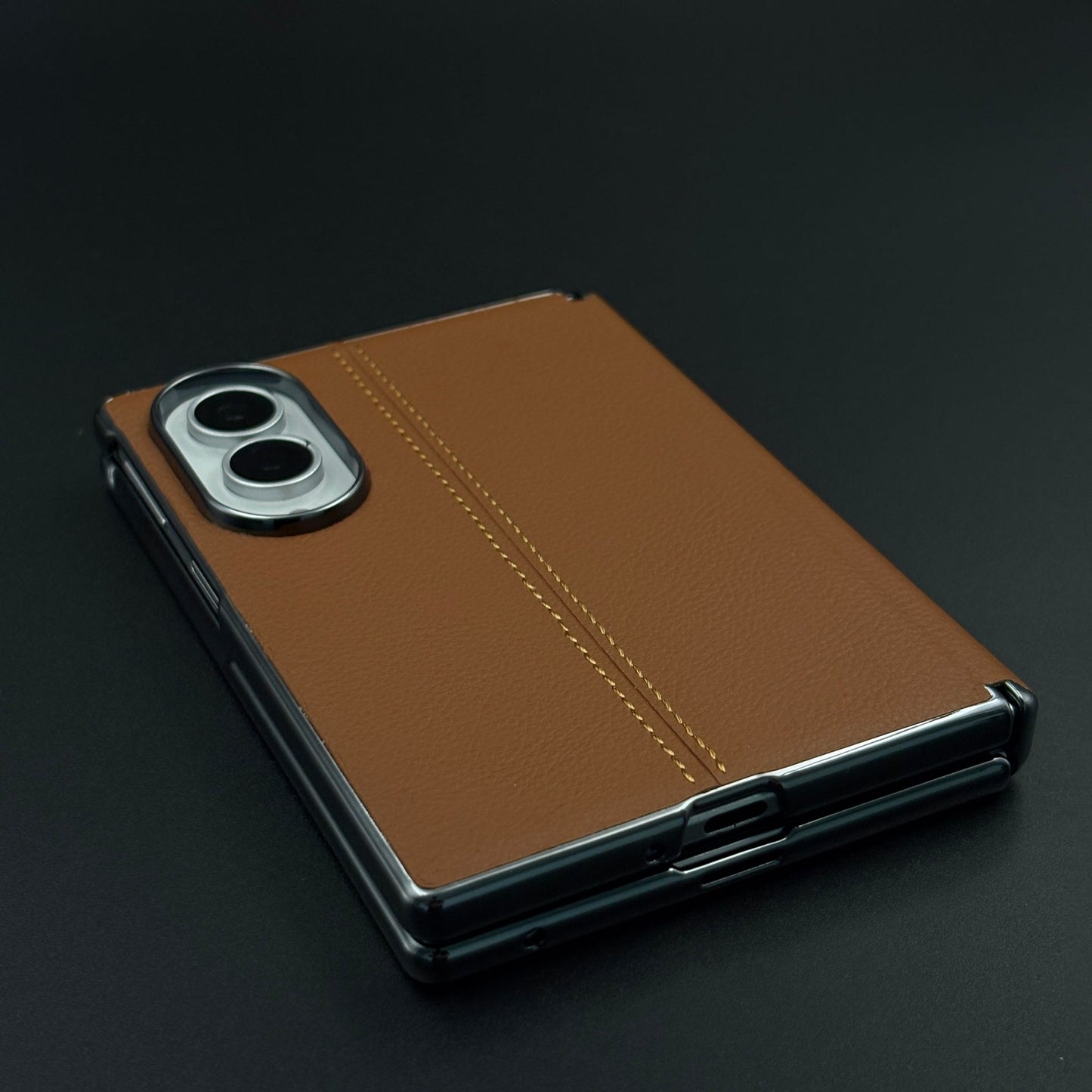 Stitched Leather Hinge Protection Case Cover with Front Screen Guard for Samsung Galaxy Z Fold 8