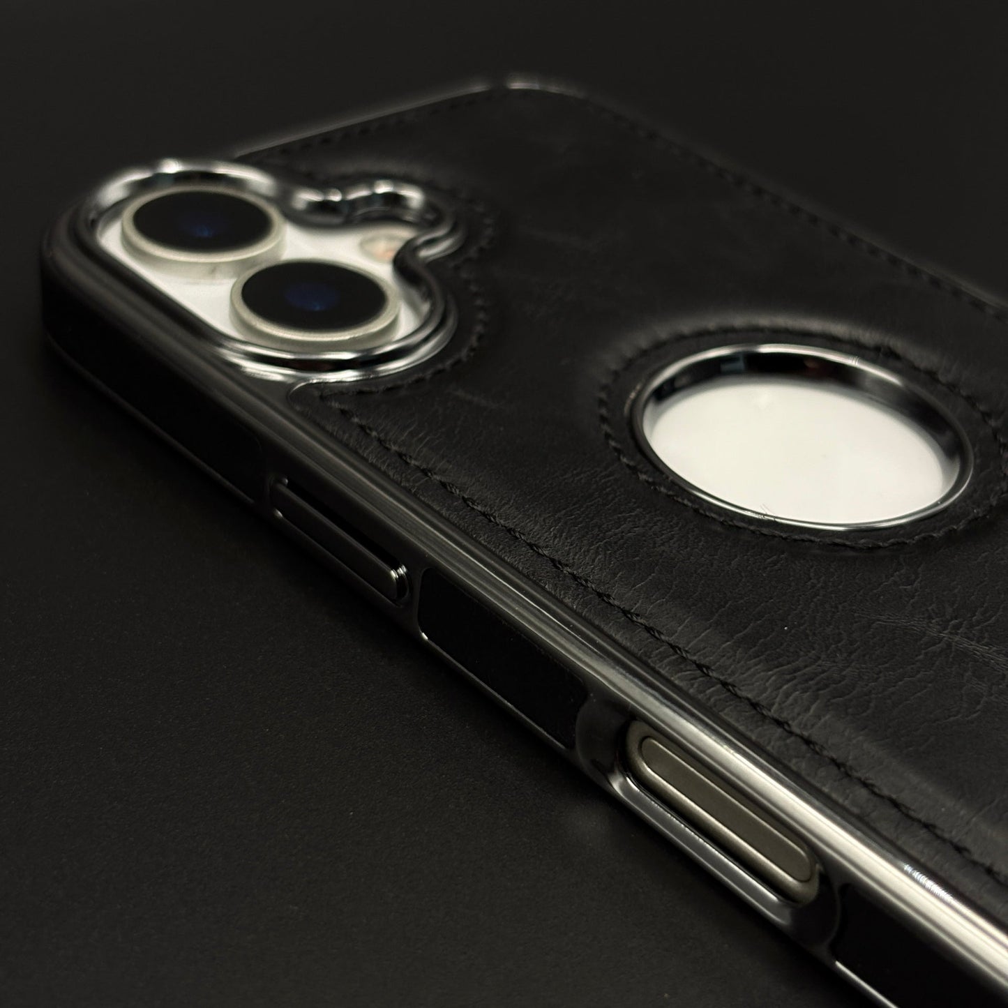 Leather Logo Cut Stitched Mobile Case Cover for iPhone 17