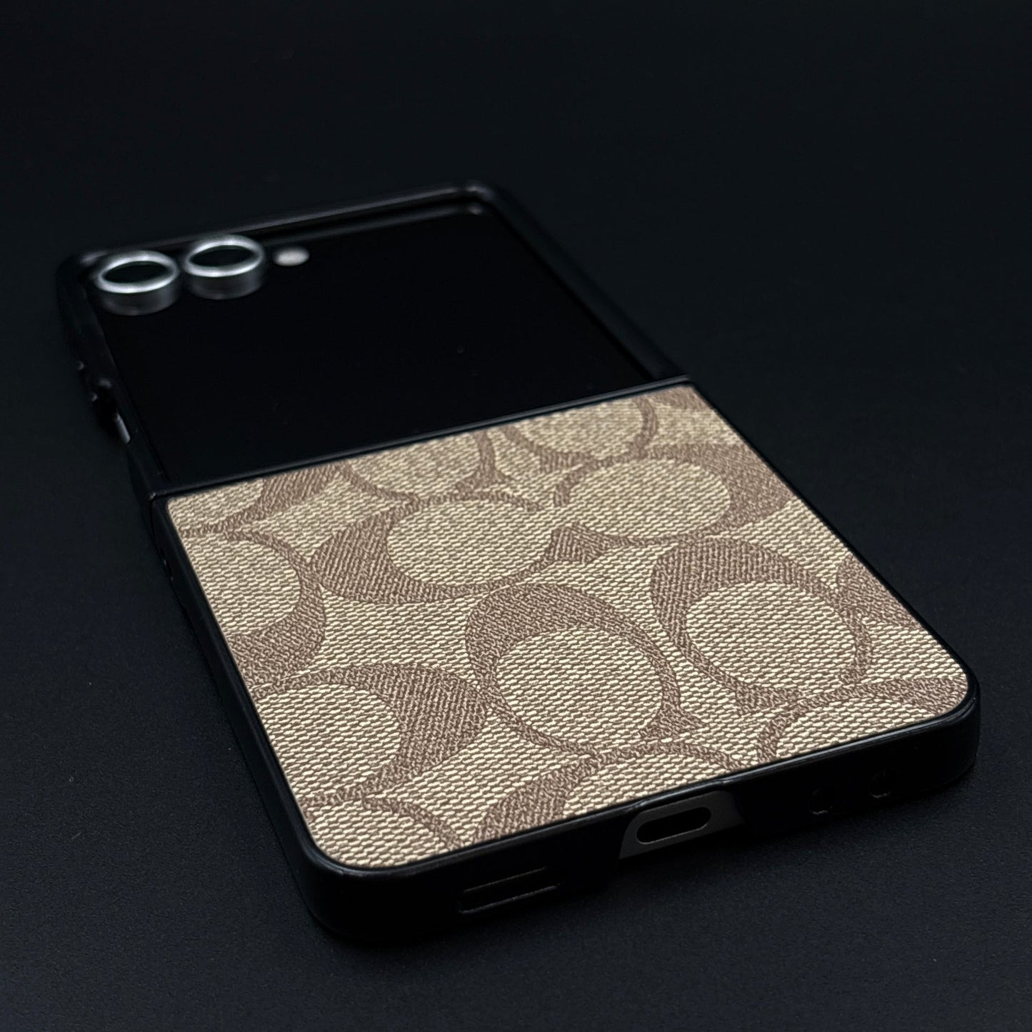 CC Pattern PU Leather Case Cover for Samsung Galaxy Z Flip 7 | Iconic Luxury Brand | Slim Designer Fit