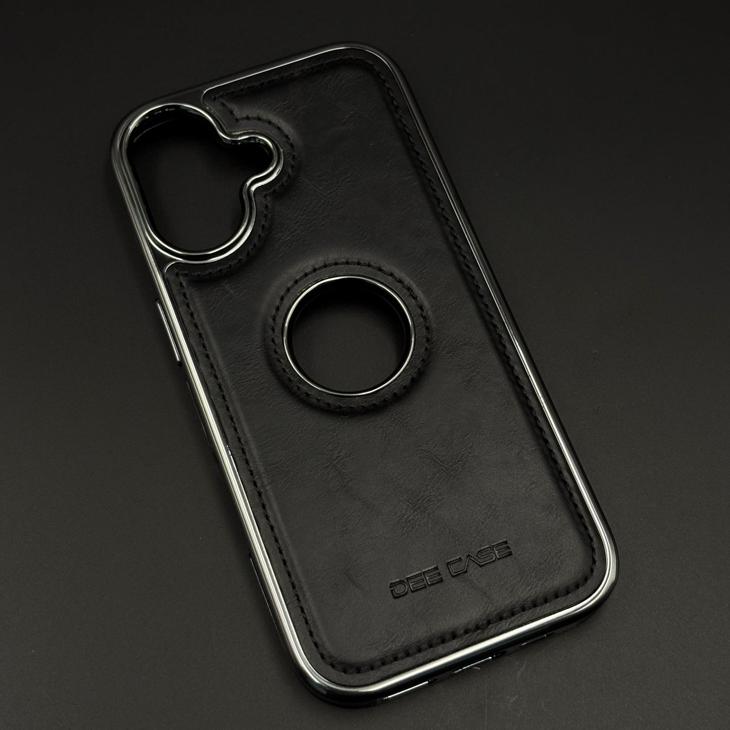 Leather Logo Cut Stitched Mobile Case Cover for iPhone