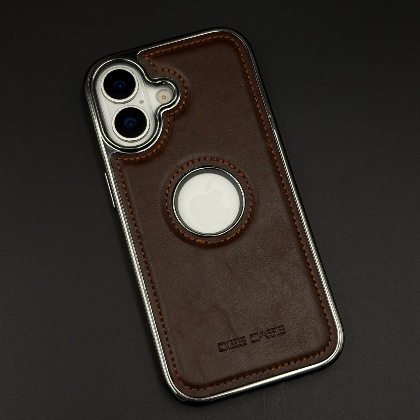 Leather Logo Cut Stitched Mobile Case Cover for iPhone
