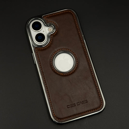 Leather Logo Cut Stitched Mobile Case Cover for iPhone 17