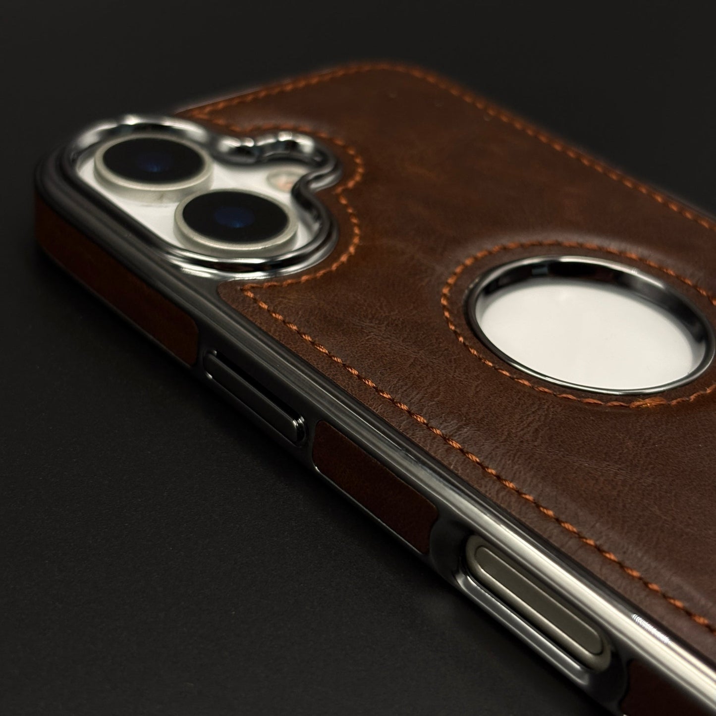 Leather Logo Cut Stitched Mobile Case Cover for iPhone 17