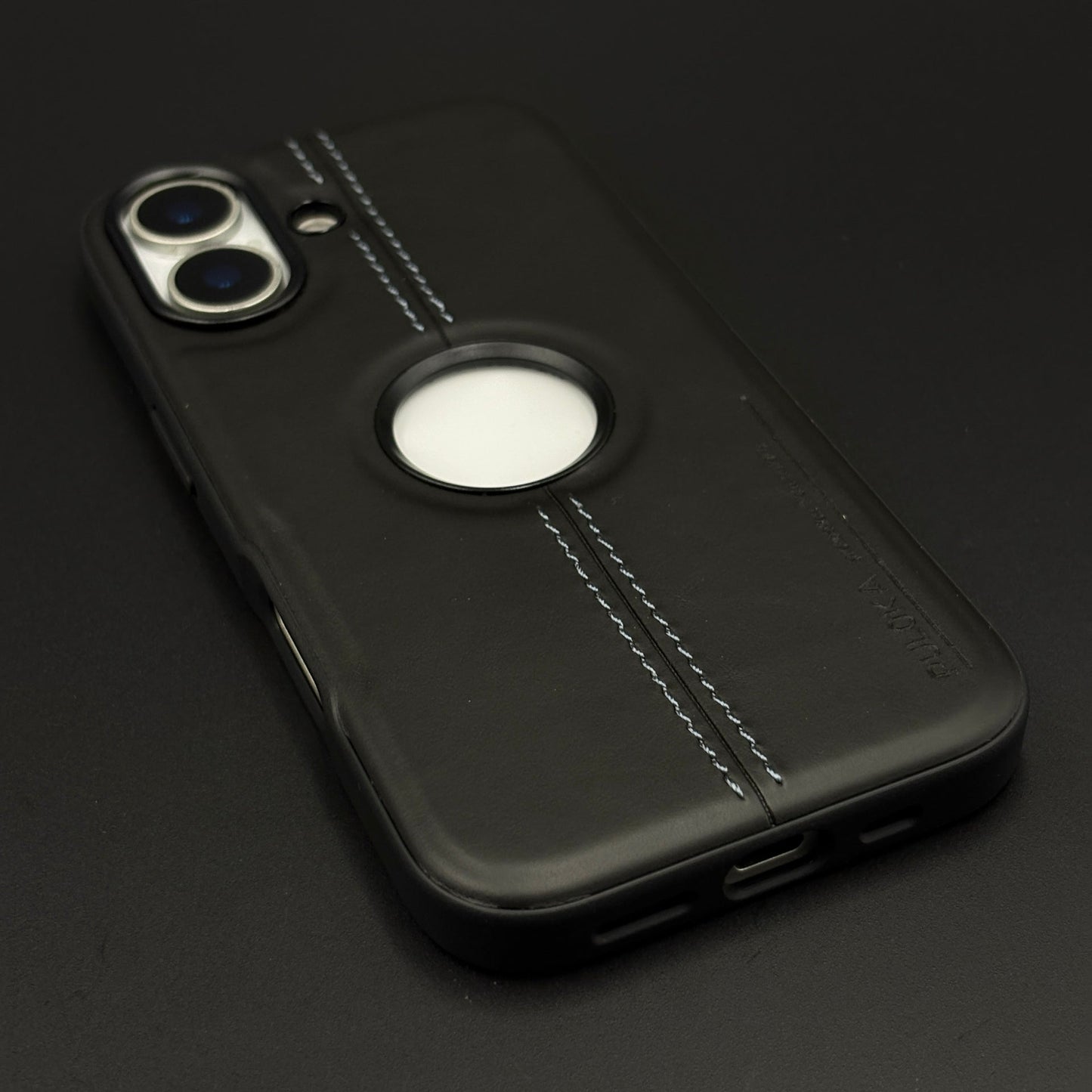 Stitched Leather Logo Cut Mobile Case Cover for iPhone 17