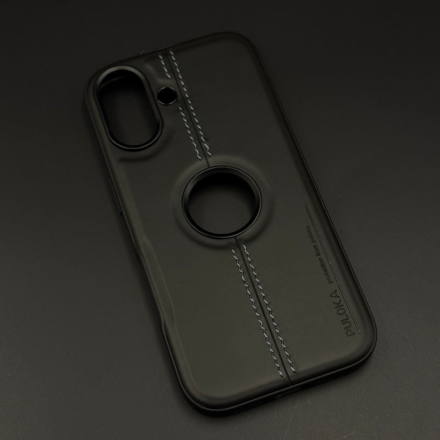 Stitched Leather Logo Cut Mobile Case Cover for iPhone 17