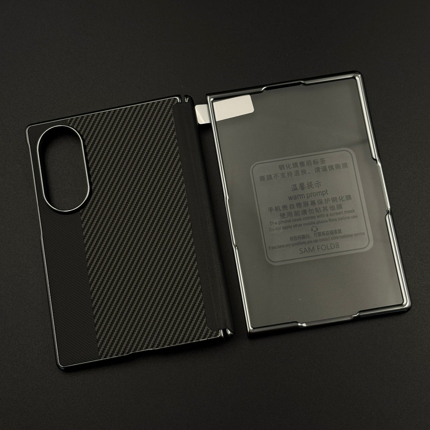 Dual Tone Carbon Fiber Hinge Protection Case for Samsung Galaxy Z Fold 8 | Front Screen Protector