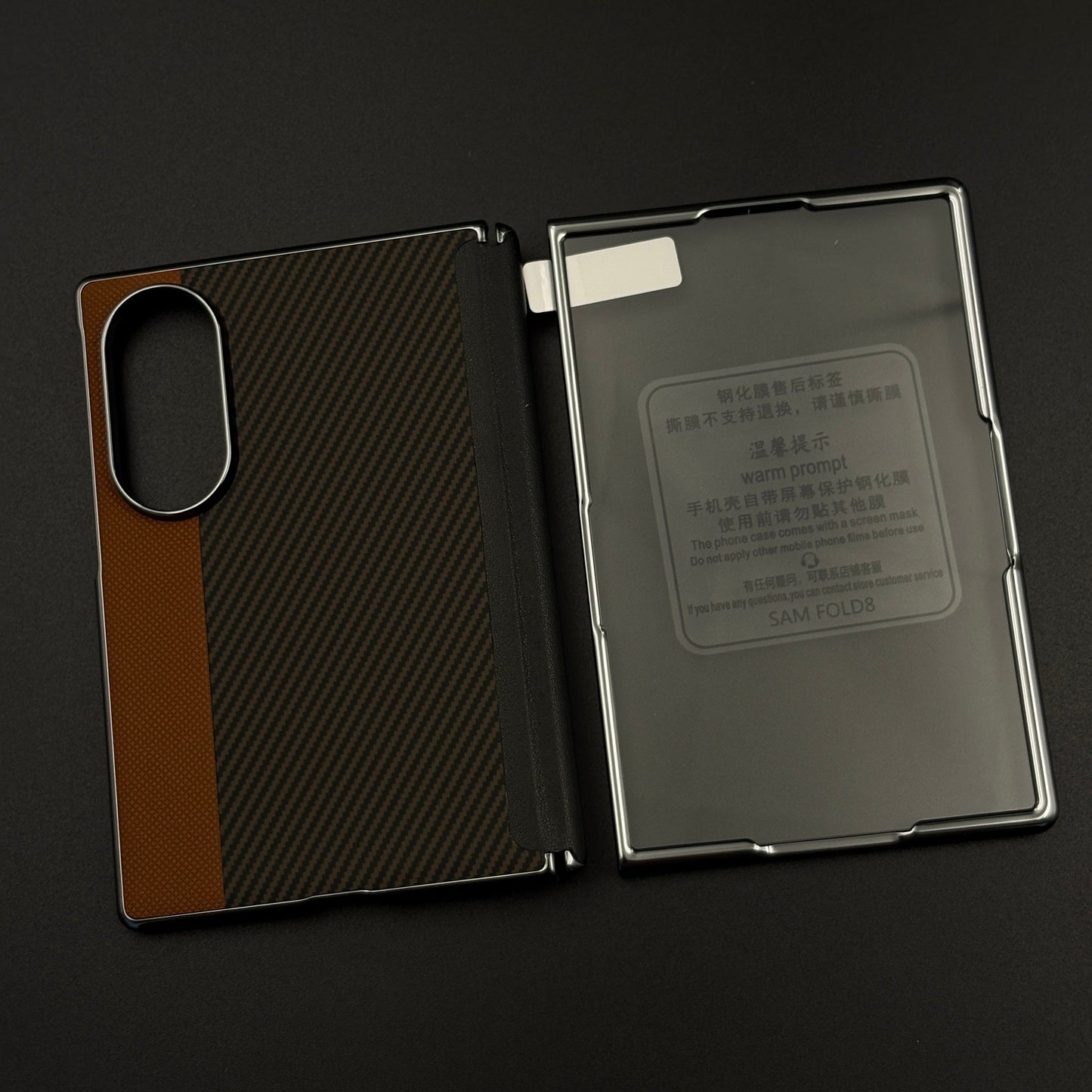 Dual Tone Carbon Fiber Hinge Protection Case for Samsung Galaxy Z Fold 8 | Front Screen Protector