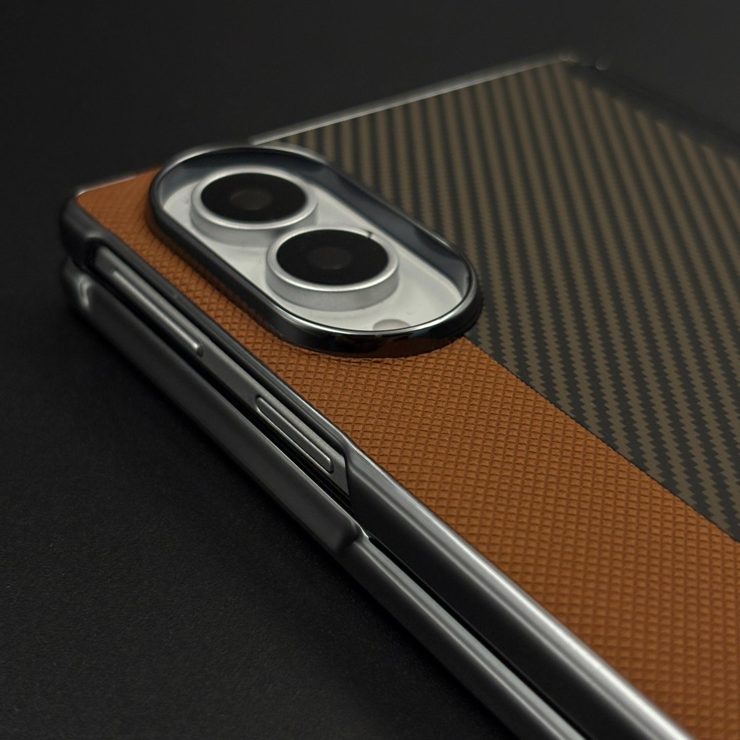 Dual Tone Carbon Fiber Hinge Protection Case for Samsung Galaxy Z Fold 8 | Front Screen Protector
