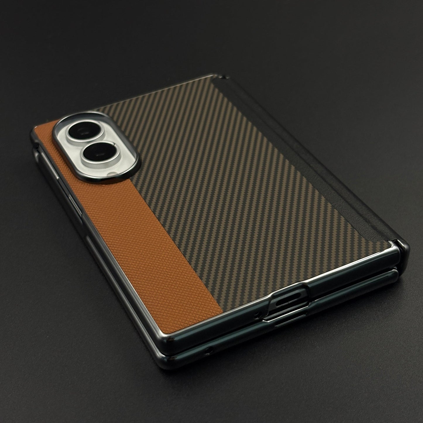 Dual Tone Carbon Fiber Hinge Protection Case for Samsung Galaxy Z Fold 8 | Front Screen Protector