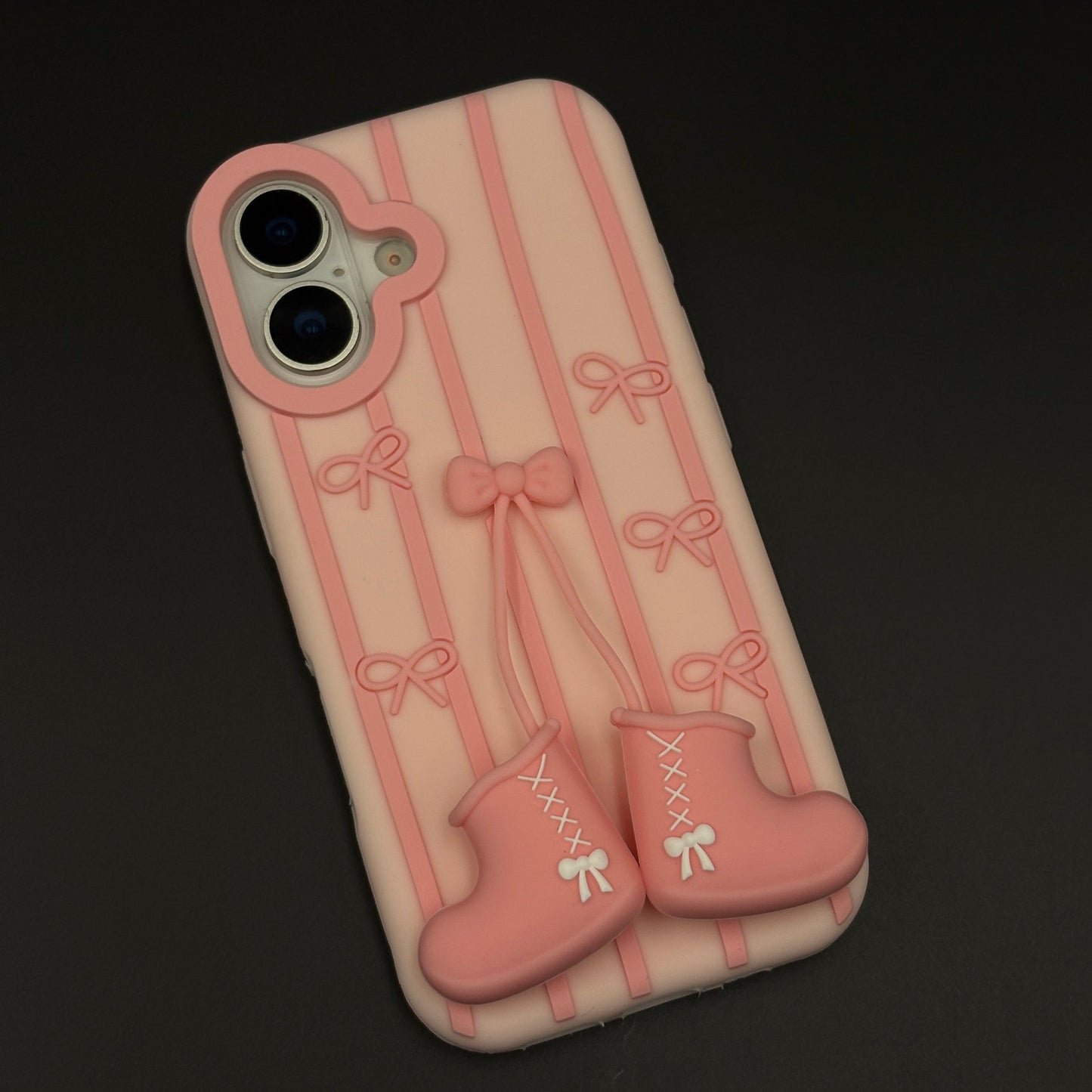 3D Ballet Boots Bow Stripe Cute Mobile Case Cover for iPhone 17