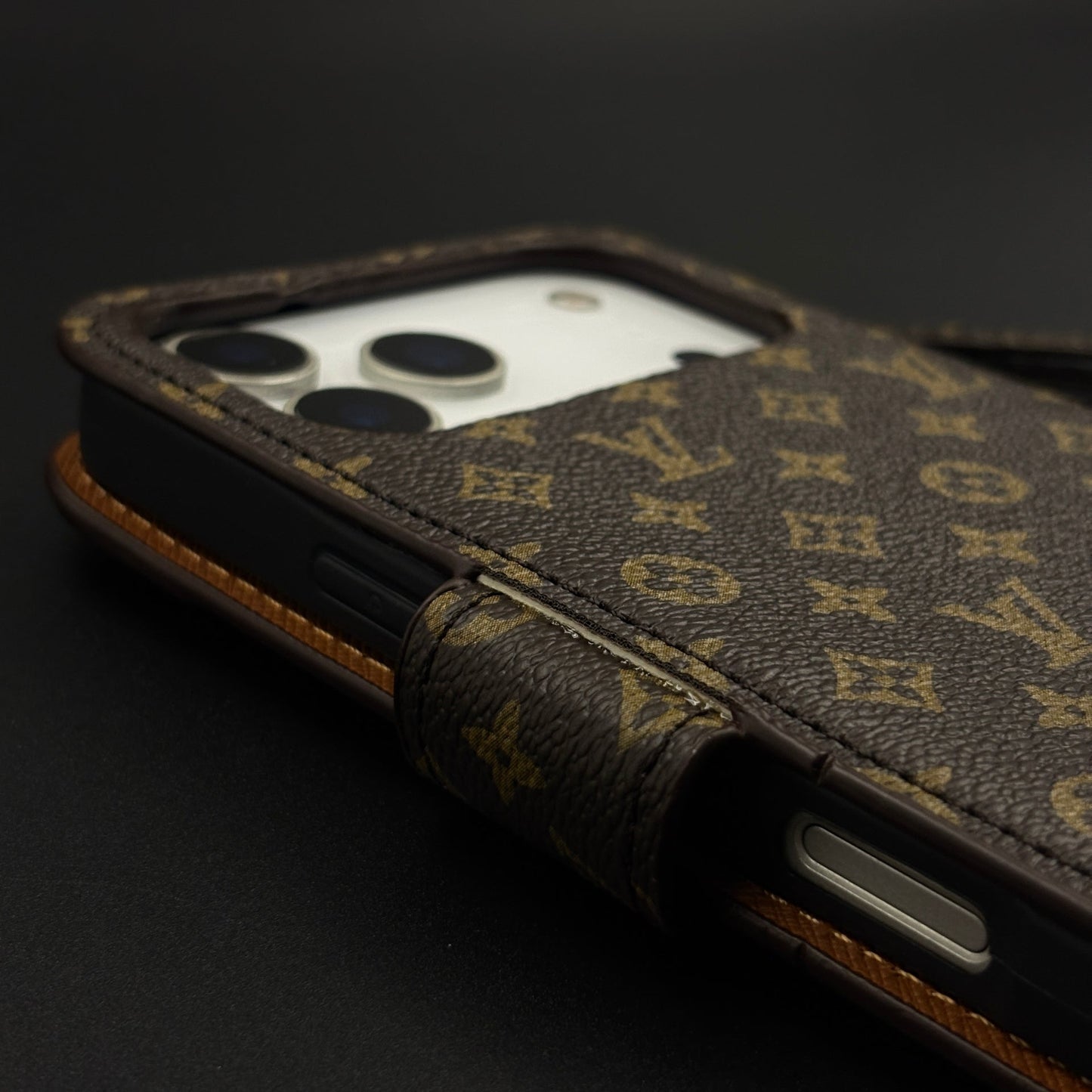 Monogram Flip Wallet Case for iPhone 17 Series with Card Slots | ID Window & Wrist Strap