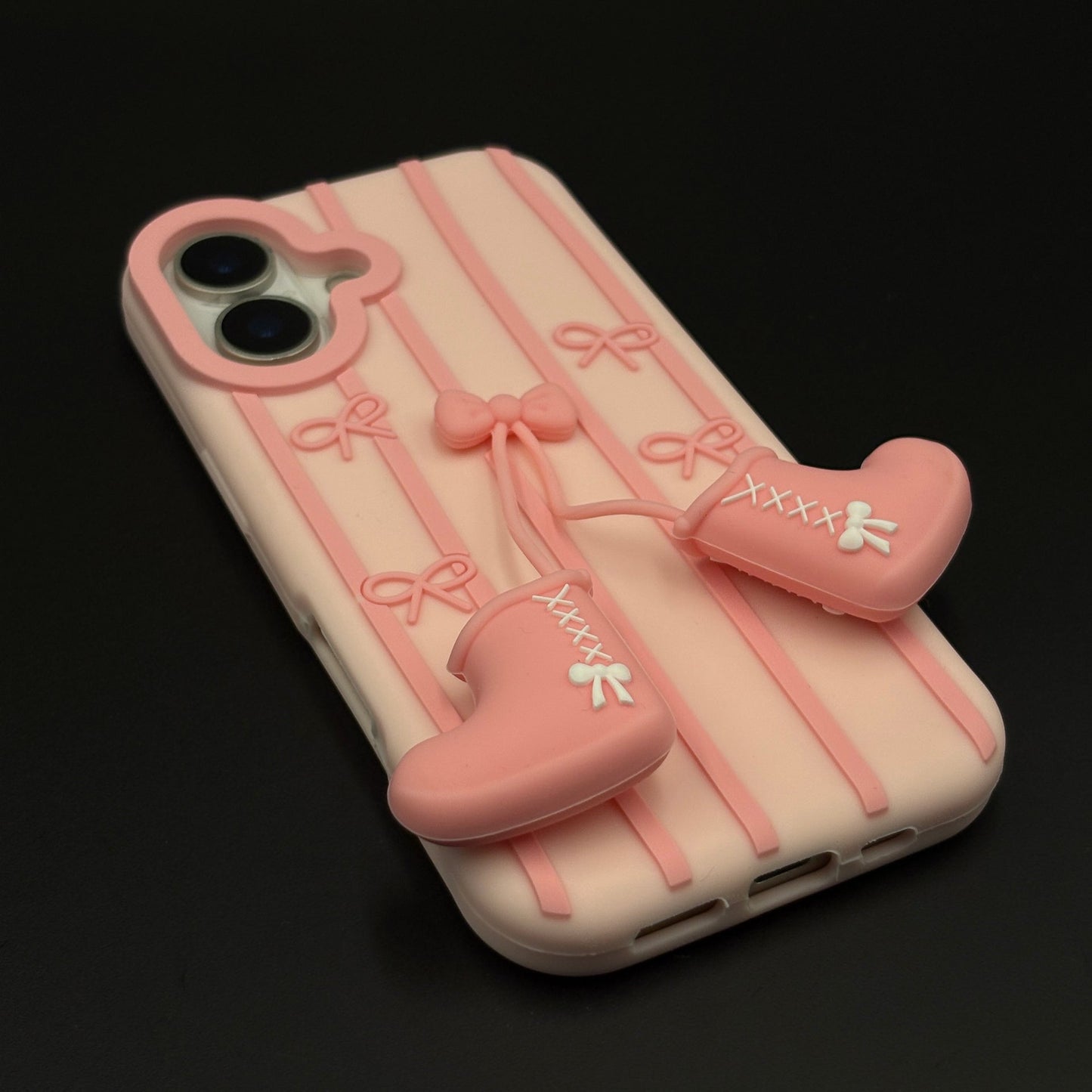3D Ballet Boots Bow Stripe Cute Mobile Case Cover for iPhone 17